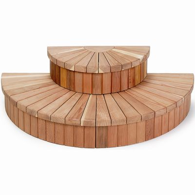 96" Half-Round 2 tier Redwood Spa Steps