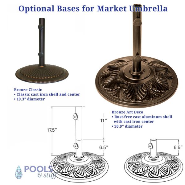 Catalina Deluxe 9' Push Button Market Umbrella - Base Options
